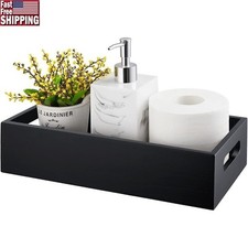 Toilet Paper Storage Basket Wooden Organizer W/ Handles Bathroom Countertop New