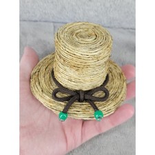 Mini Straw Top Hat Rustic Farmhouse Decor Miniature Craft