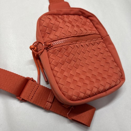 Antik Kraft Sling Back Shoulder Cross Body Bag Orange Leather Weave Pattern - Picture 2 of 6