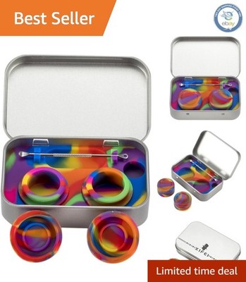 Stylish Portable Stainless Steel Tin Box with 2-5ml Silicone Jar Set in 7 Colors