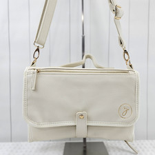 Travel Folding Diaper Changing Pad Portable Purse Faux Cream Leather Strap Gold