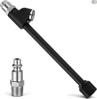 1/4'' FNPT Extended Reach Dual Head Air Chuck w/Quick Plug 2-Way Connect Tire Chu