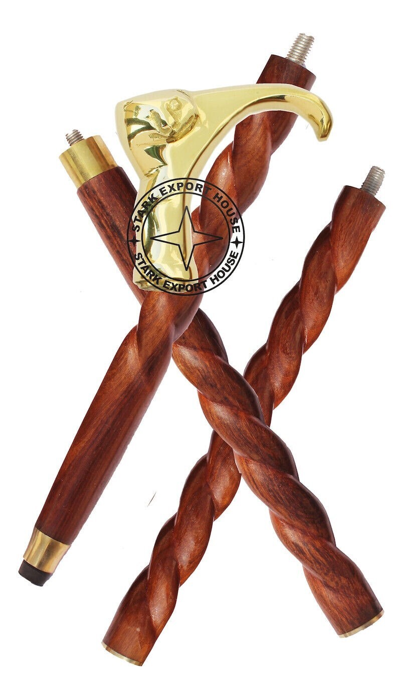 solid brass designer Cat head handle vintage Spir… - image 1