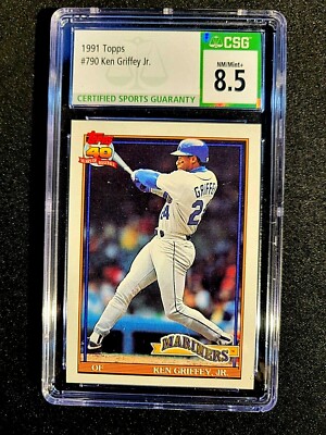 1991 TOPPS KEN GRIFFEY JR #790 HOF ALL STAR CSG 8.5 NM/MT +