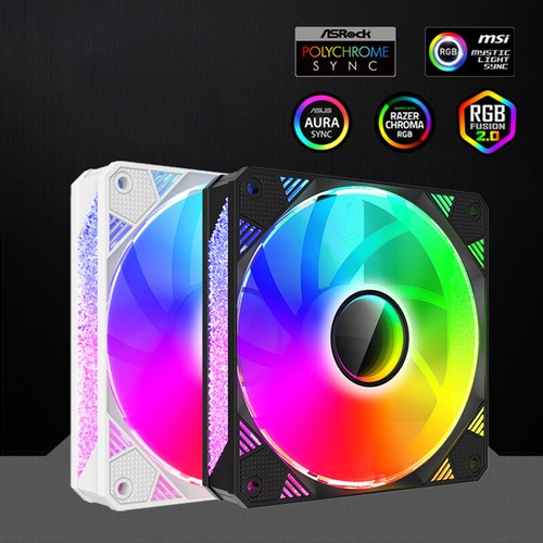 12cm ARGB DIY Computer Case Cooling Mute Fans PC Tower Silent Large Air Volume - Afbeelding 7 van 14