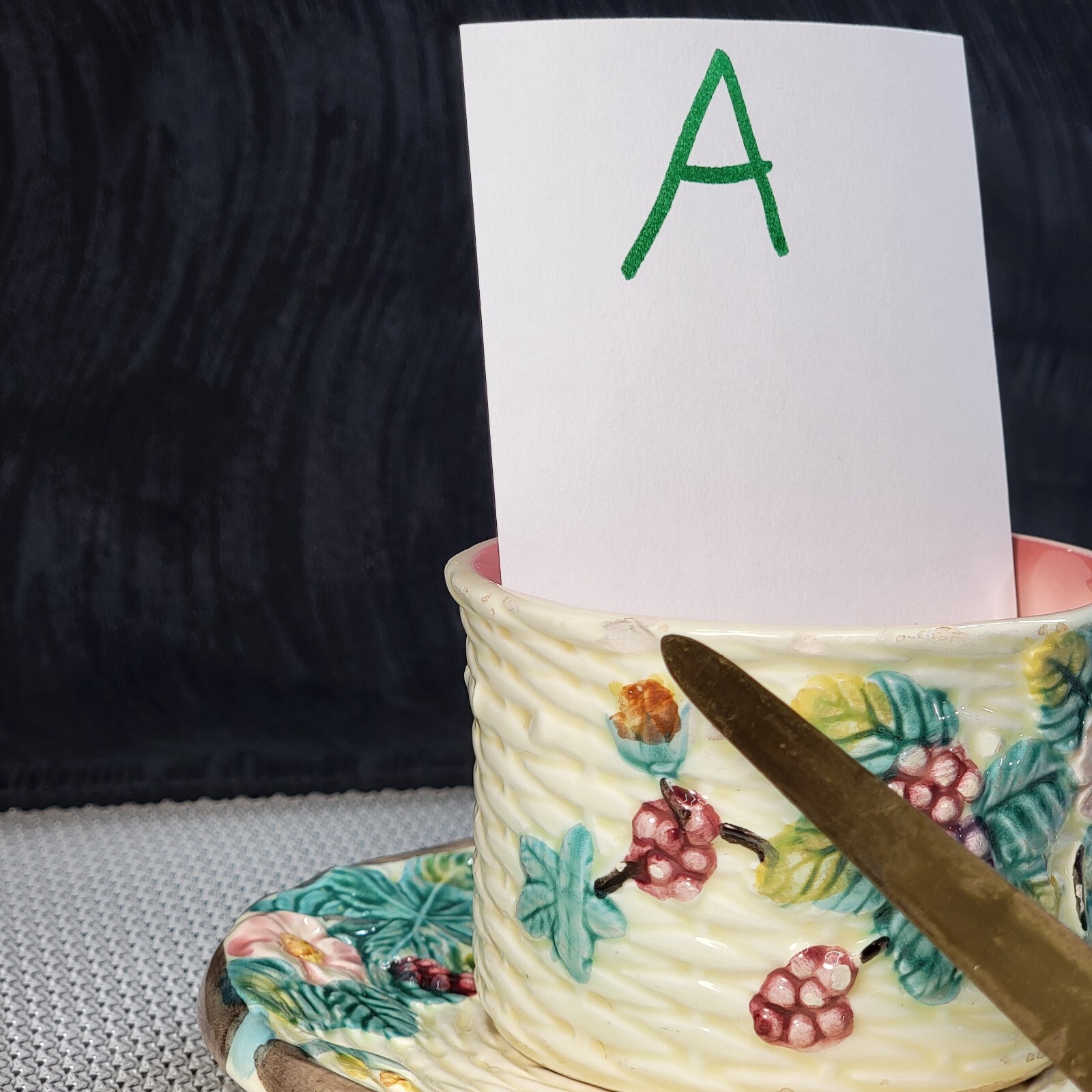 1988 The Haldon Group Berry Basketweave Cup & Saucer Majolica Dishes