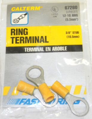 Calterm 67260 12-10 Awg 1cm Nieten (10.5mm) Ring Terminal One Pkg Of 3 St.