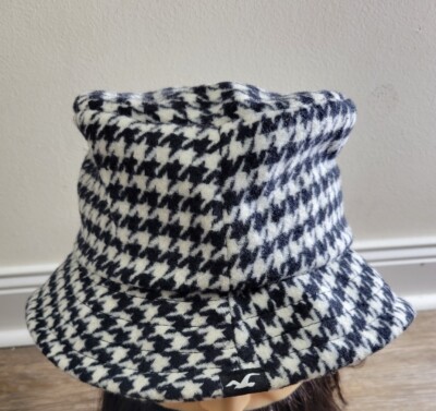 NEW Hollister Black White Hounds Tooth Junior's Women's OS* Bucket Hat 