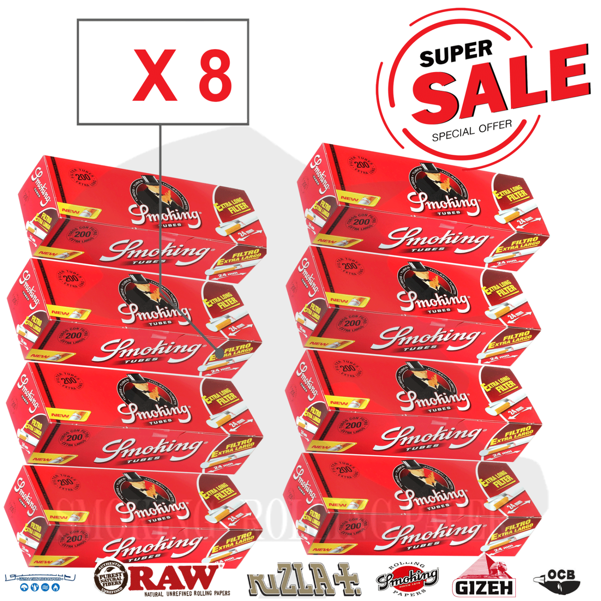 extra long cigarette filters 8 x Smoking Tubes Tubetti XL Extra Long Filter 200er 24mm Box Da 200 Vuote