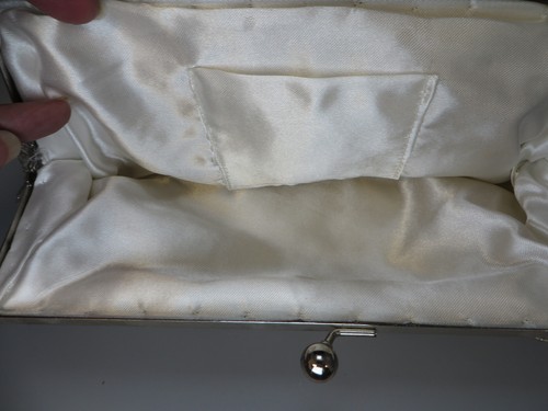 Vintage Silver Beaded Satin & Sequin Purse Elegant Snap Close Handle Formal EUC - Picture 4 of 6