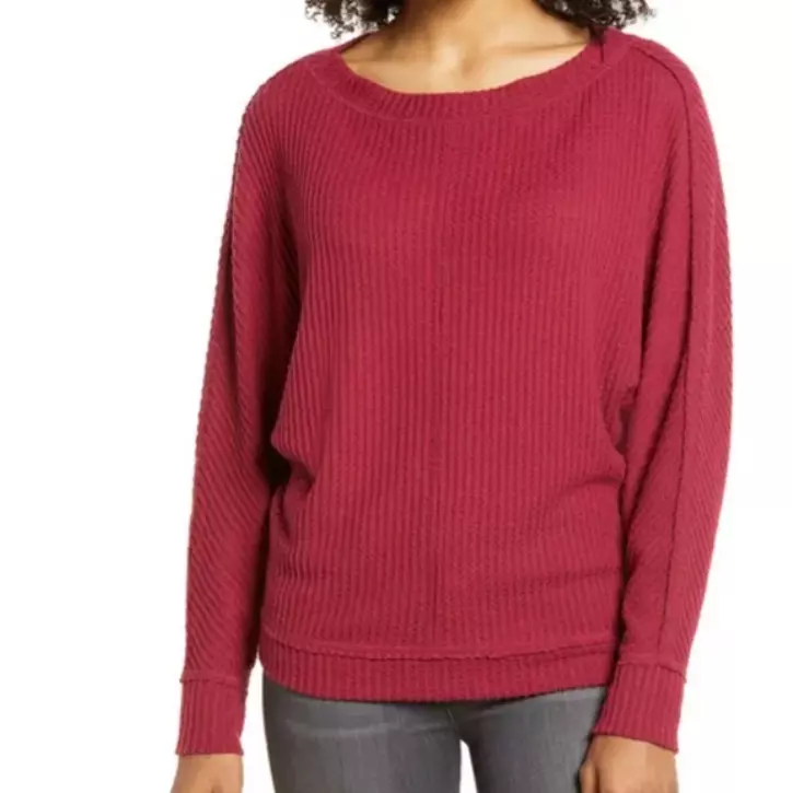 Women s Dolman Sleeve Rib Knit Thermal Top Caslon Size X Small