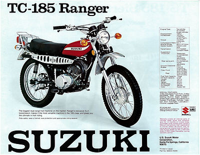 SUZUKI Brochure TS185 TS185M TC185 TC185M 1975 Sales Catalog REPRO