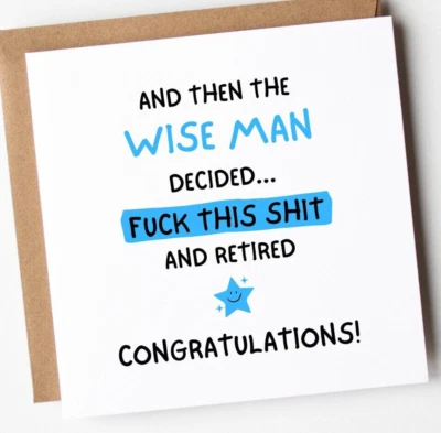 Funny Retirement Card For Him Men Male Colleague Retiring Congratulation