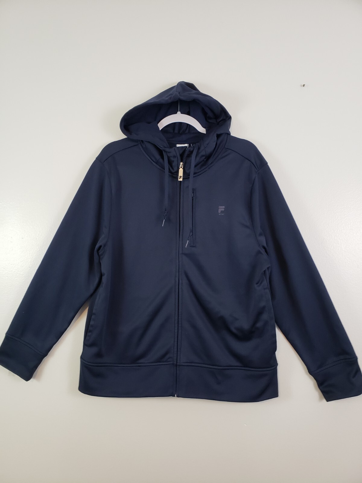 (J5) Fila Sport Giacca Uomo Taglia M Full Zip Atletica Performance Felpa con Cappuccio Navy