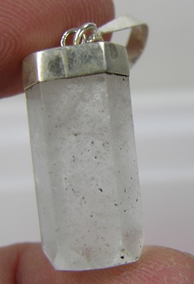#7 24.60ct Pakistan 100% Natural Aquamarine Crystal Stick Pendant 4.90g 23.00mm
