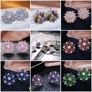 Cute Cubic Zircon  Silver Stud Earrings for Women Wedding Party Jewelry Gift
