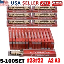 Dental Acrylic Resin Denture Shade A2A3 Upper Lower Full Set False Teeth US