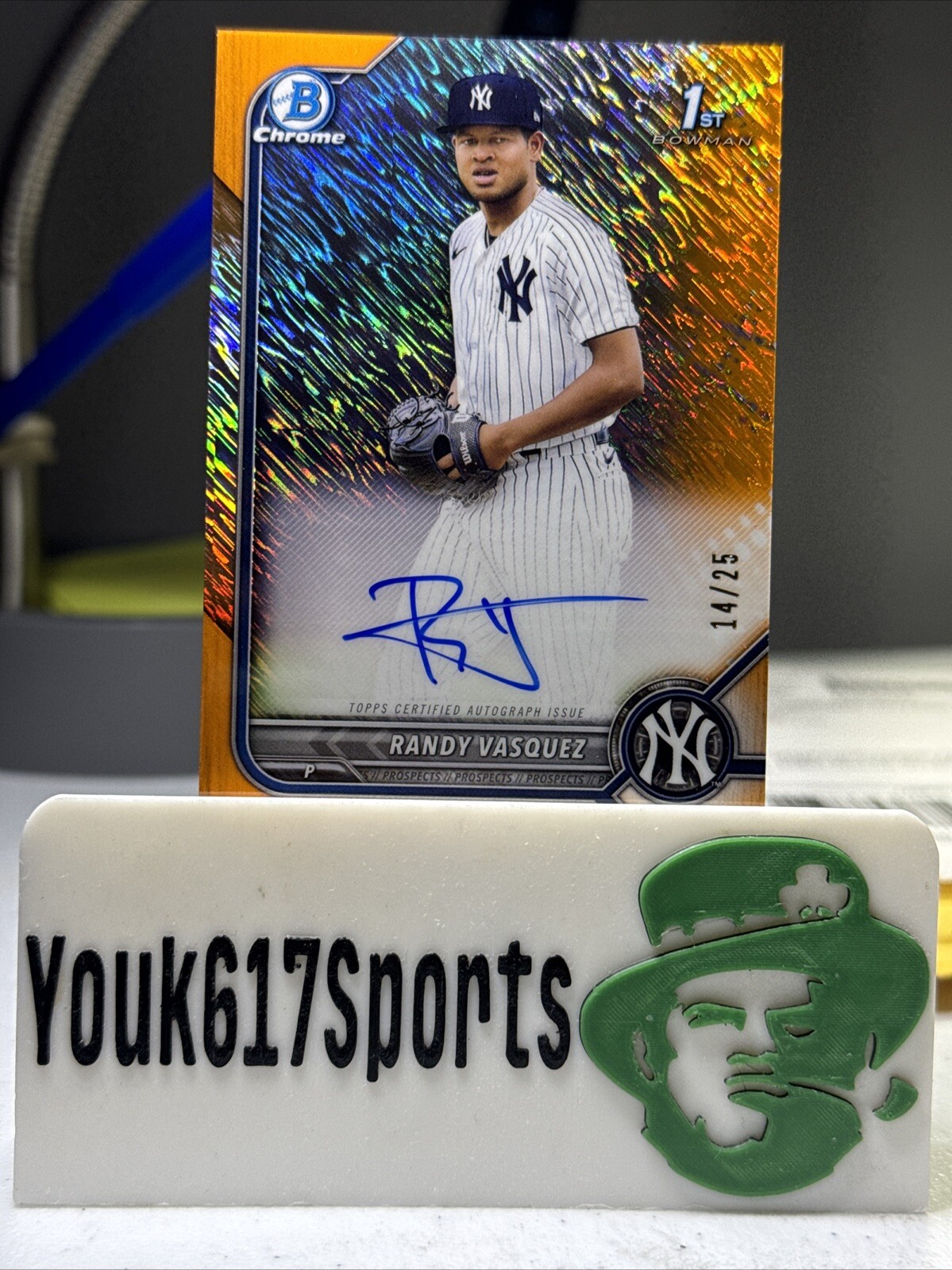 Randy Vasquez 2022 1st Bowman Chrome AUTO Prospect Orange Refractor #’d /25
