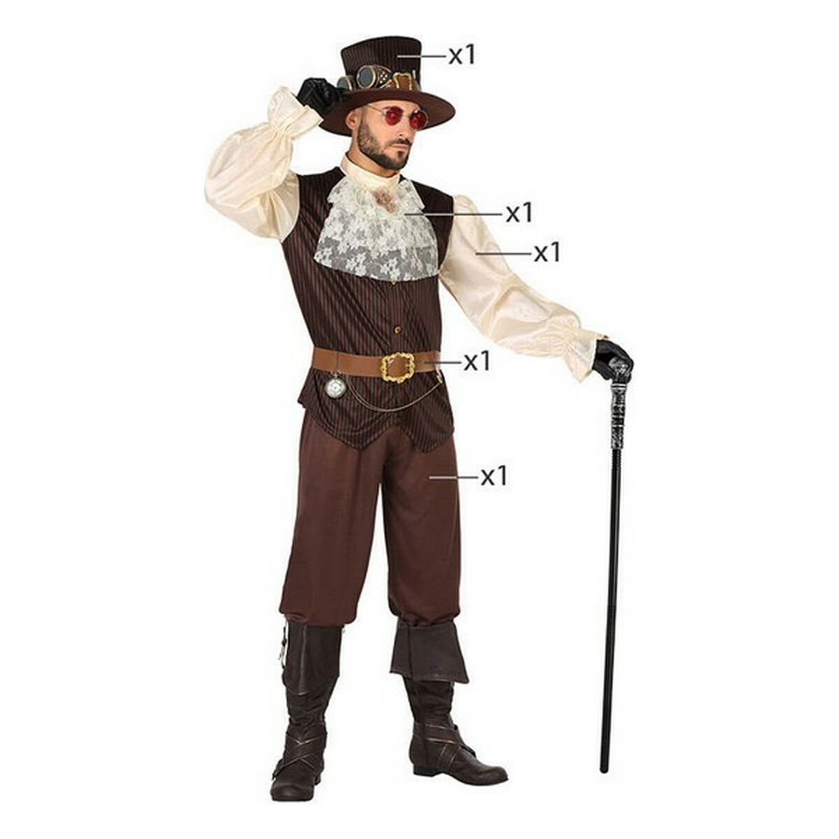 Costume per Adulti DISFRAZ STEAMPUNK M-L Steampunk Marrone (5 Pezzi) Taglia:M/L