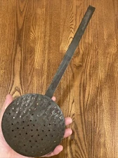 Antique Rustic Country Farmhouse 5.75” Strainer Skimmer Scoop 16.5” Hanger Hook