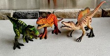 3 Dinosaurs Spinosaurus, Carnotaurus  Tyrannosaurus Action Figures Movable Jaws
