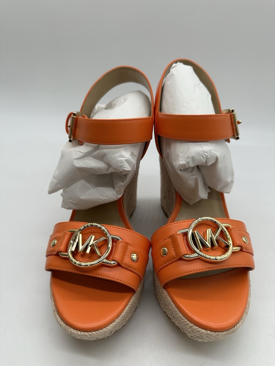 Michael Michael Kors Rory Wedge Espadrille Sandals Orange Women's 8M | eBay