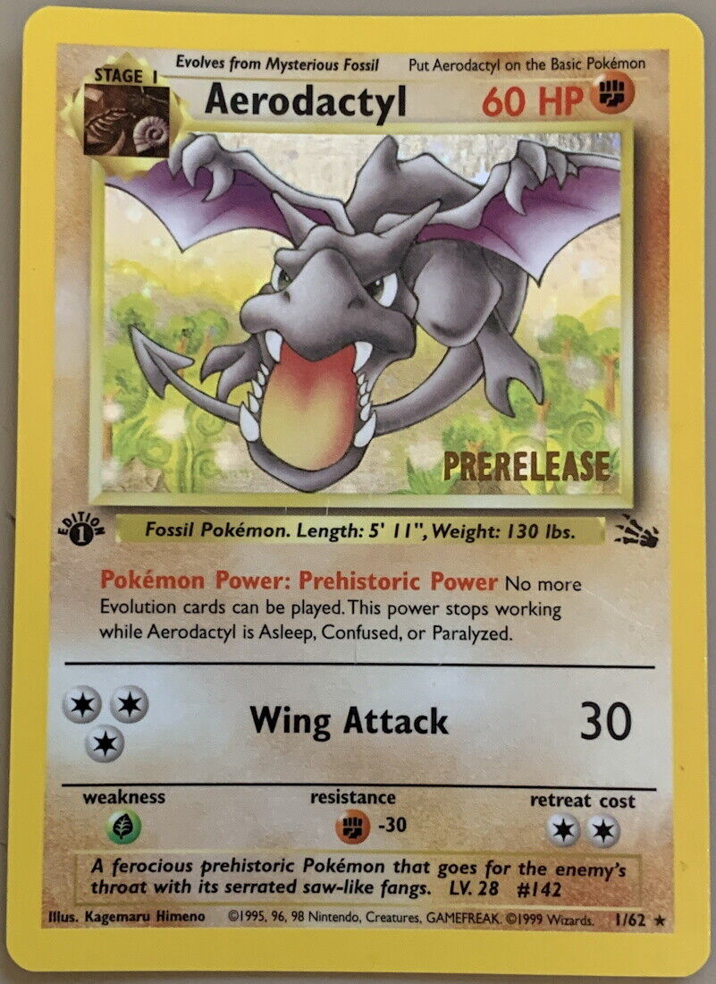 Aerodactyl 1/62 holographic Pokemon Card 