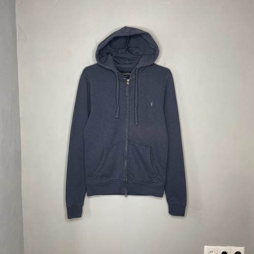 AllSaints Wilde Hoody Herren grau Baumwolle durchgehender Reißverschluss Größe XS