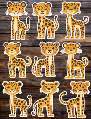Simple Cartoon Leopard Vinyl Stickers Set Scrapbooking Laptop Waterbottle
