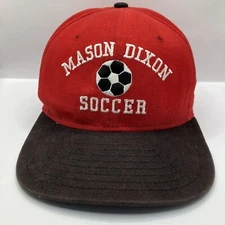 Vintage New Era Mason Dixon Soccer Snapback Hat Red Cap Size S/M USA Made VGC