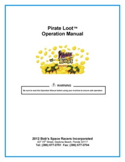 Pirate Loot Arcade Game Operations/Service Manual Bob’s Space Racers Gold Xx