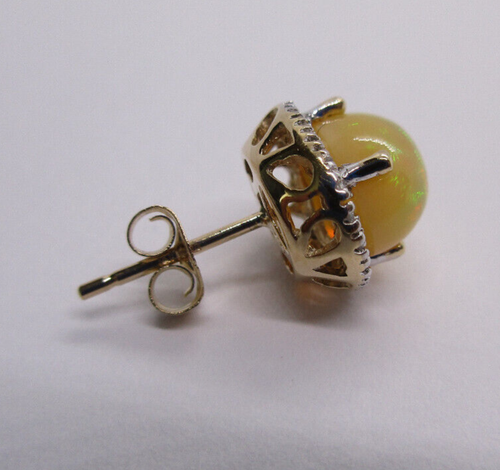 2.50 Carat 14K Gold Diamond & Opal Earring Diamond=1/2 Carat F-VS1 Value=$4,950 - Picture 5 of 9