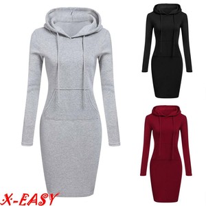 long sleeve hooded sweater dress