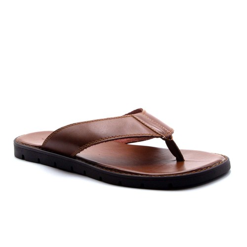 New! Men's 69213 Leather Slip On Flip Flops Peasant Toe Slides Dress Sandals - Picture 7 of 7
