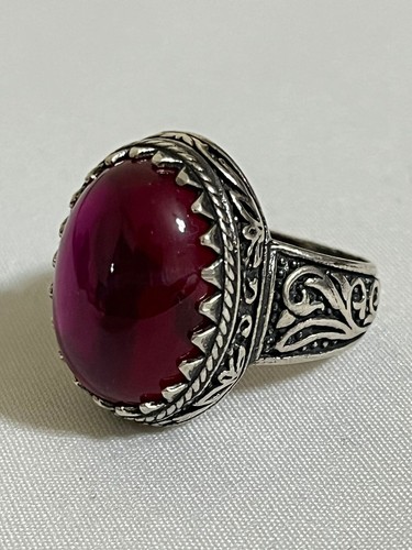 Elegant Men Silver 925 Ring Genuine Star Ruby Stone Handmade Design ياقوت نجمي - Picture 8 of 15