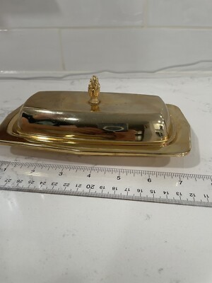 Vintage Paul Revere Butter Dish & Plate 24K Gold Electroplated By Lifetime Japan