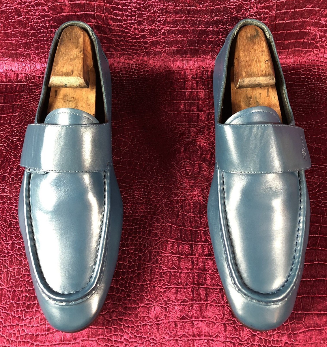 Gucci Men\'s Teal Leather Loafers GUCCI Mens 1953 Horsebit Turquoise Nubuck Leather Loafers UK  main image 4
