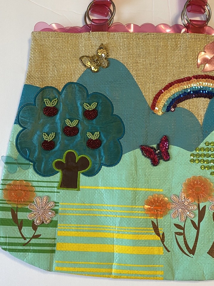 Transversion Tote Vintage 1990s Travel Rare Embellishments Applique Top ...