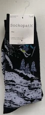 Sockopath Socks Crew Style 3 Pack Skiing Striped Theme Mens Shoe Size 6-12 New