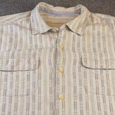Tommy Bahama 100 Silk Camp Shirt Button Up Short Sleeve Tropical Stripe XL