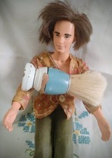 Vintage Teal/White Painted Wooden Barber Shaving Brush Animal Hair Bristles