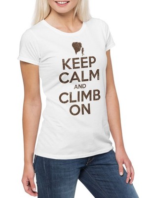 Keep Calm And Climb On Damen T-Shirt Klettern Bouldern Boulder Scramble Climb