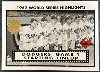 Topps 1952 World Series Highlights Dodgers Game 1 Starting Lineup #52WS-1