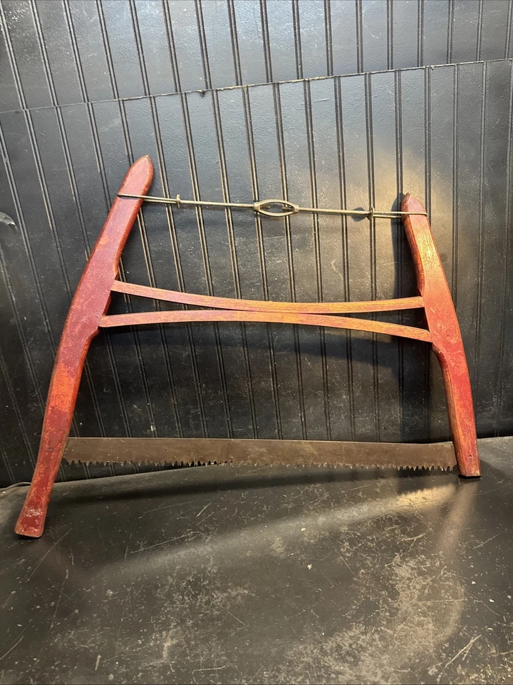 SIERRA DE ARCO/BUJO DE MADERA VINTAGE ANTIGUA CORTE TRANSVERSAL 30 pulgadas Foto 2 de 4