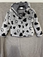 Cappotto bambina 12 sindaco pelliccia sintetica cappuccio tasche grigio nero cuori MORBIDO chiusura a scatto