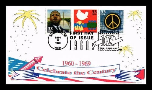 DR JIM STAMPS US COVER CELEBRATE CENTURY 1960S FDC STRIP OF THREE JUVELAR CACHET