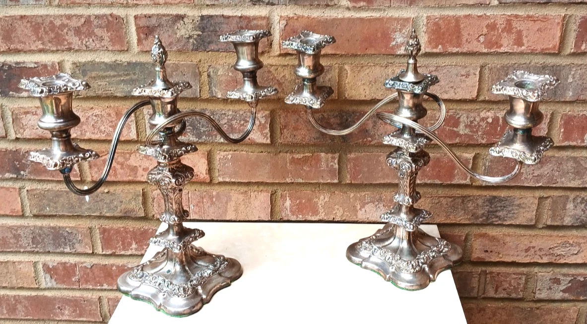 Barker Ellis Antique US Silver-Plated Candlesticks & Candelabras