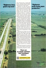 Caterpillar Vintage Print Ad Highway Farming Productivity 1980s