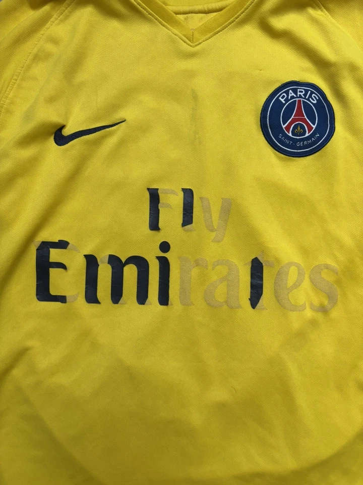 Maillot extérieur PSG 2017/2018 jaune floqué Dani Alves numéro 32 / Bon État - Photo 3/4