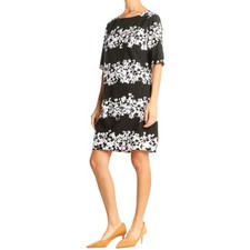 Banana Republic Women's Black w/ White Floral Day Shift Dress | Size 4